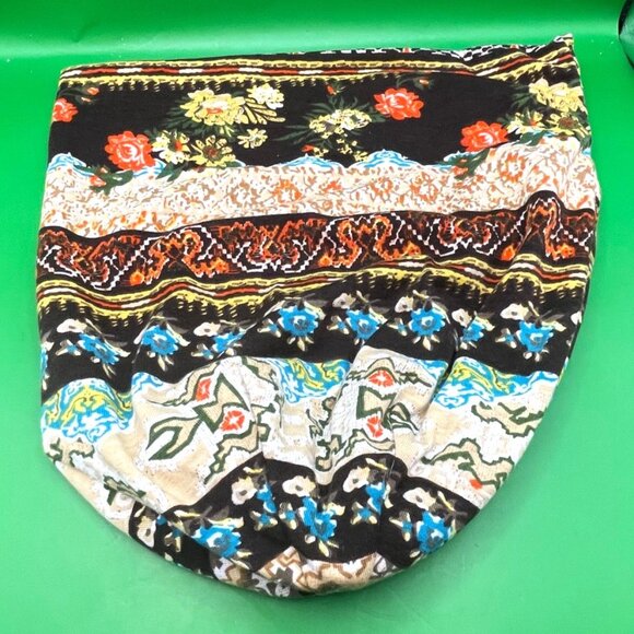 Boho Floral Slouchy Beanie Chemo Hat Turban Cap Patchwork Print Hippie Knit - Picture 6 of 9